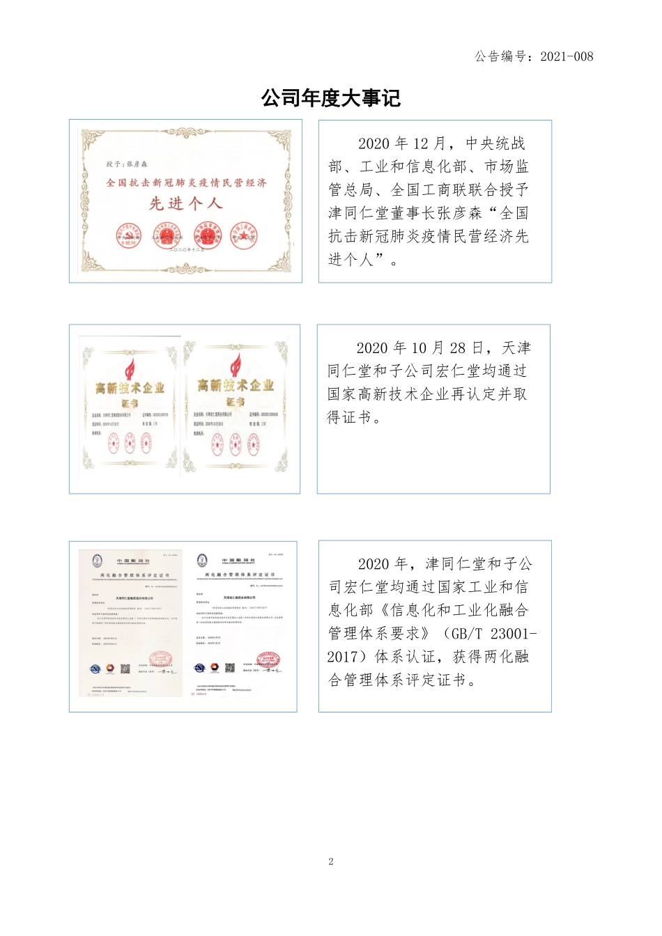 834915_2020_津同仁堂_2020年年度报告_2021-06-20.pdf_第2页