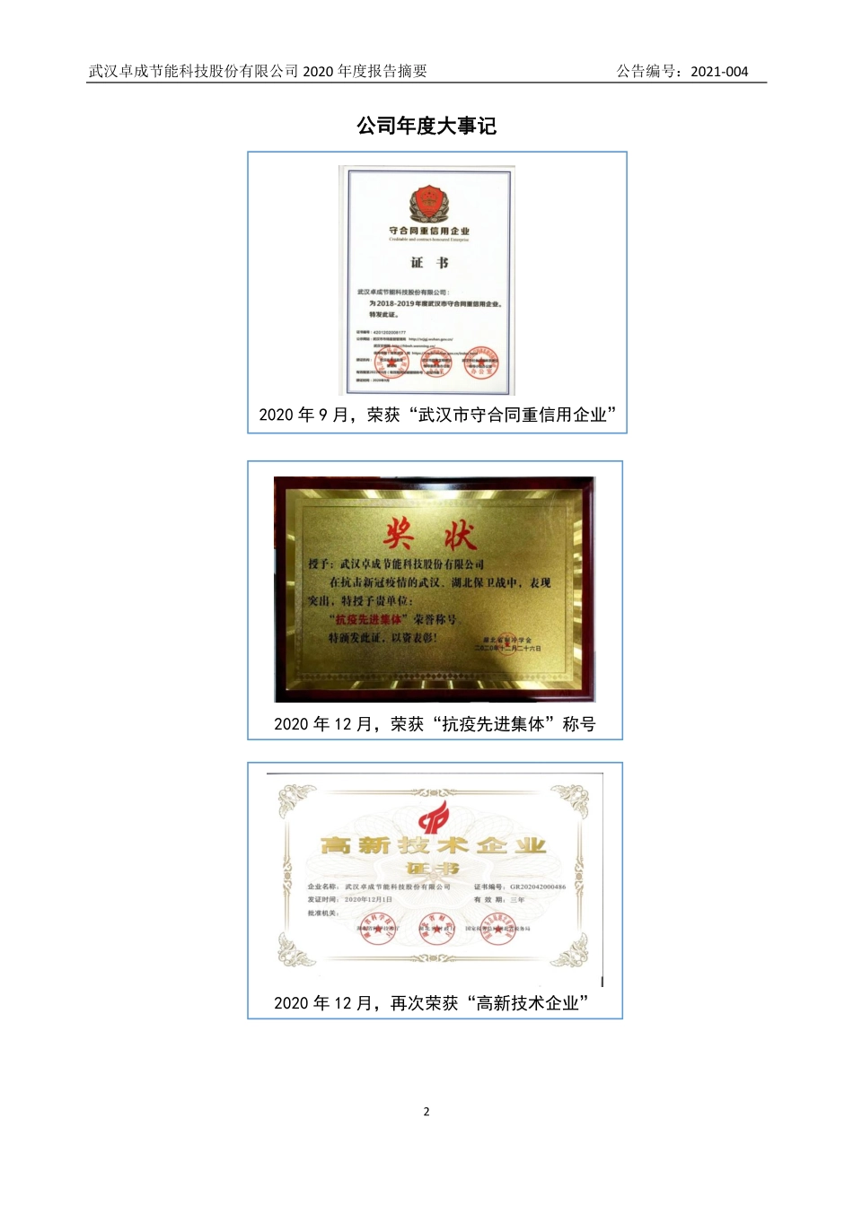 871592_2020_卓成节能_2020年年度报告_2021-04-19.pdf_第2页