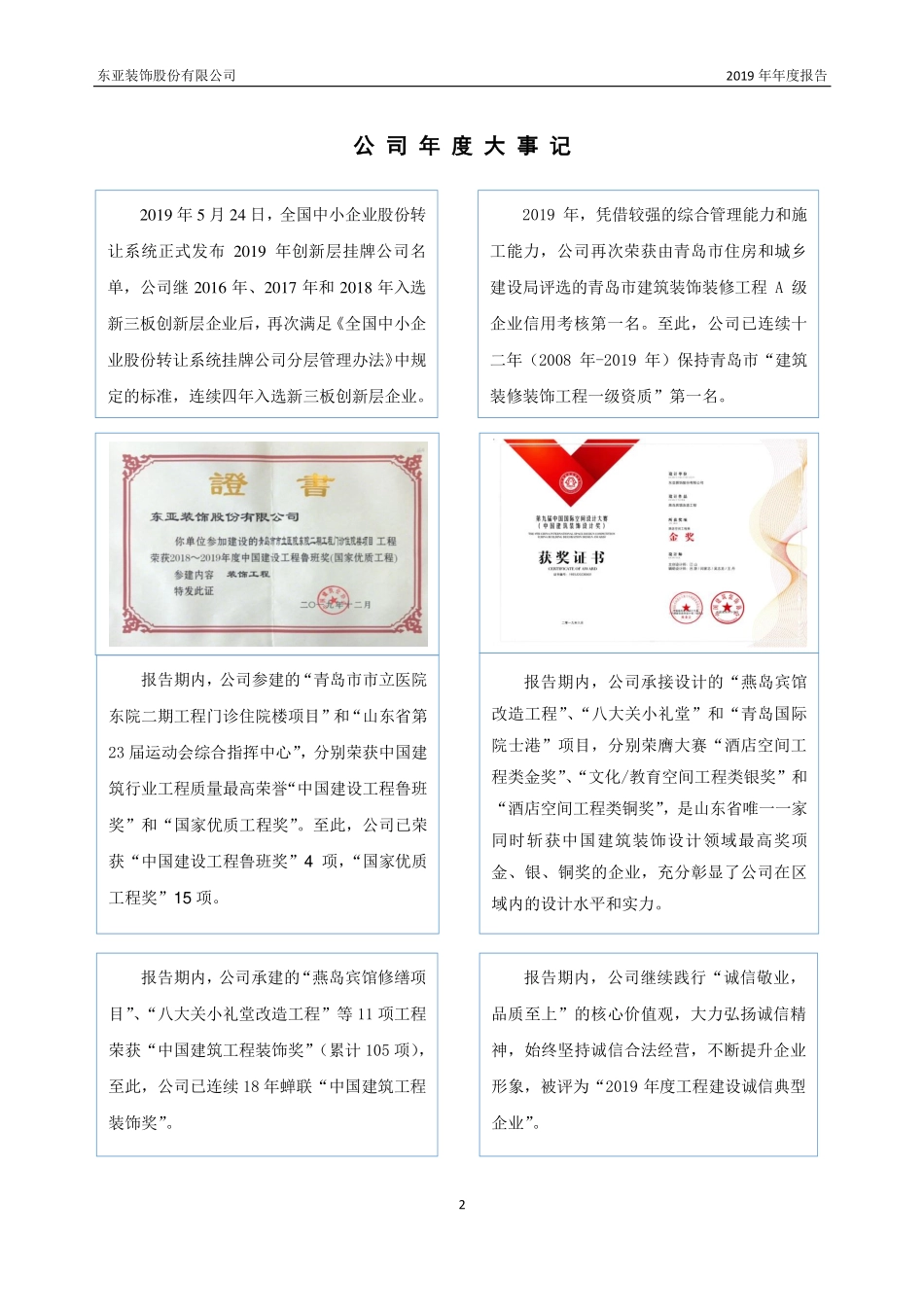 430376_2019_东亚装饰_2019年年度报告_2020-04-14.pdf_第2页
