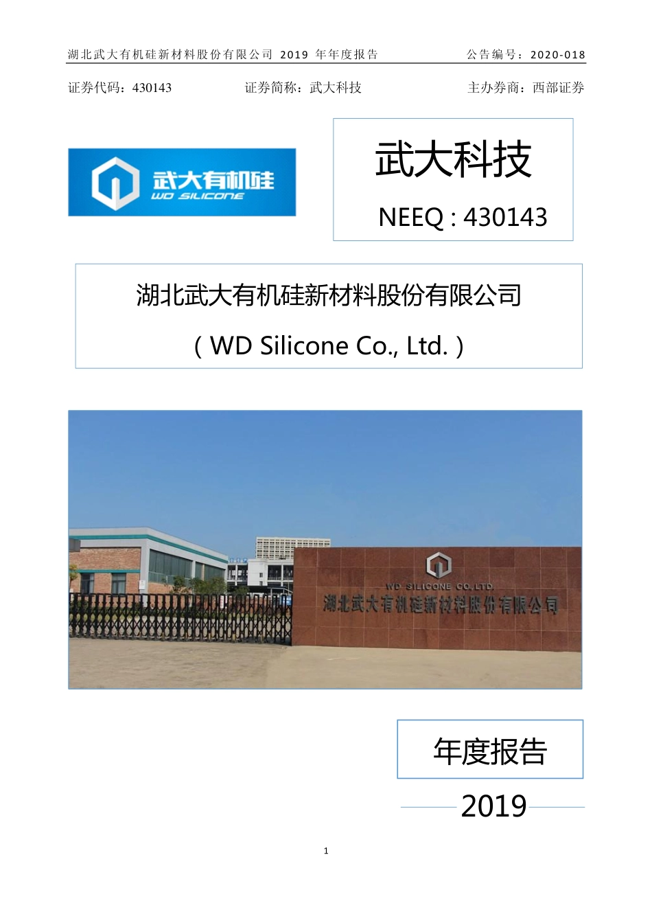 430143_2019_武大科技_2019年年度报告_2020-06-17.pdf_第1页