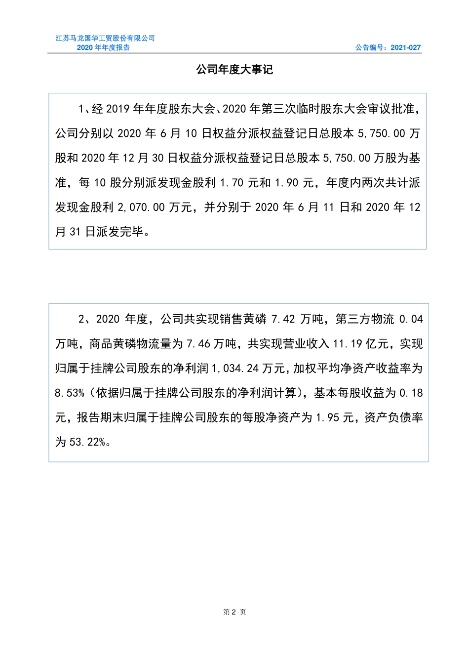 831655_2020_马龙国华_2020年年度报告_2021-03-29.pdf_第2页