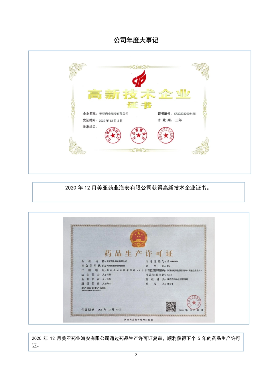 833650_2020_美亚药业_2020年年度报告_2022-04-27.pdf_第2页