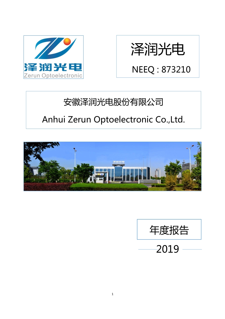 873210_2019_泽润光电_2019年年度报告_2020-04-23.pdf_第1页