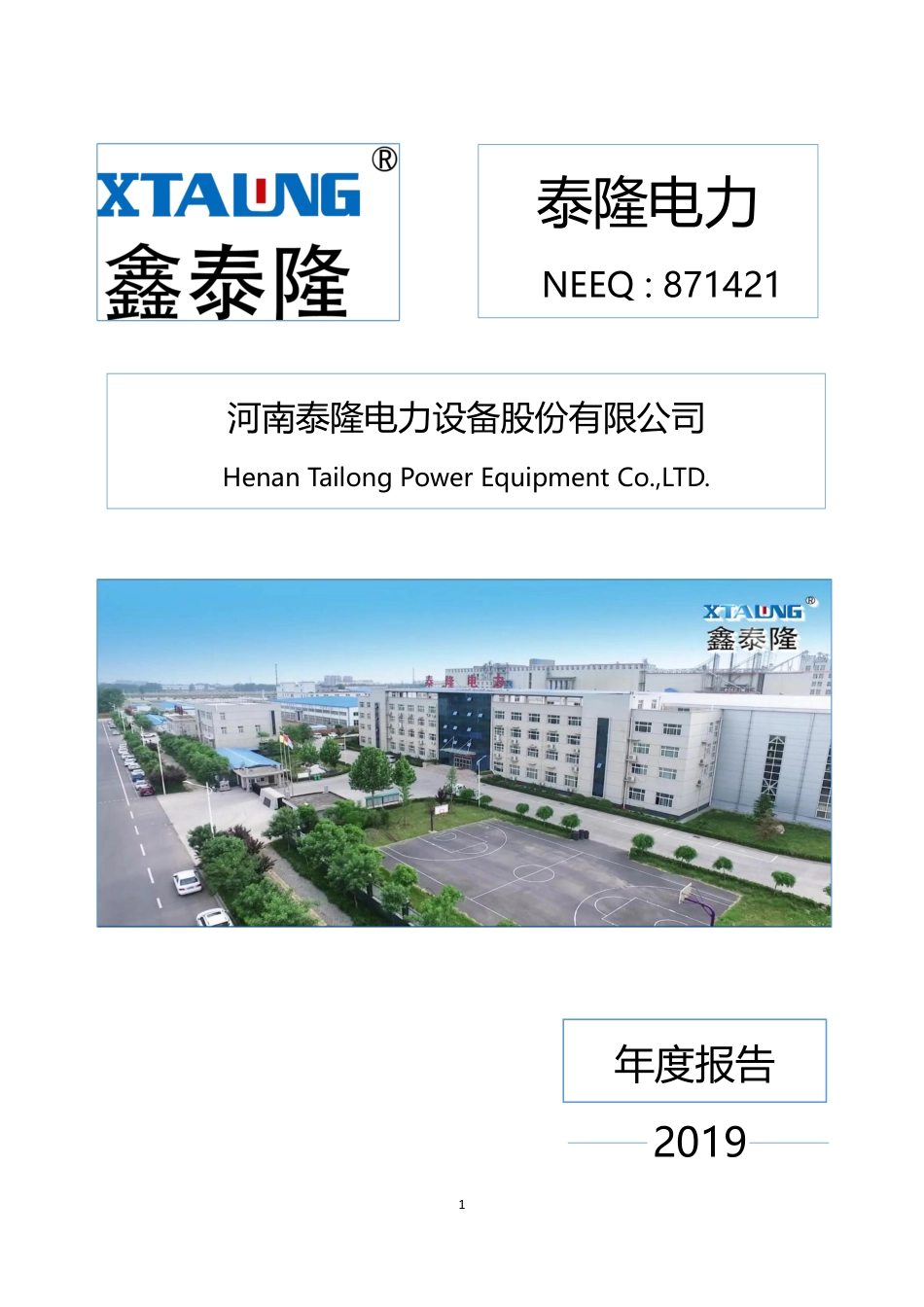 871421_2019_泰隆电力_2019年年度报告_2020-04-29.pdf_第1页