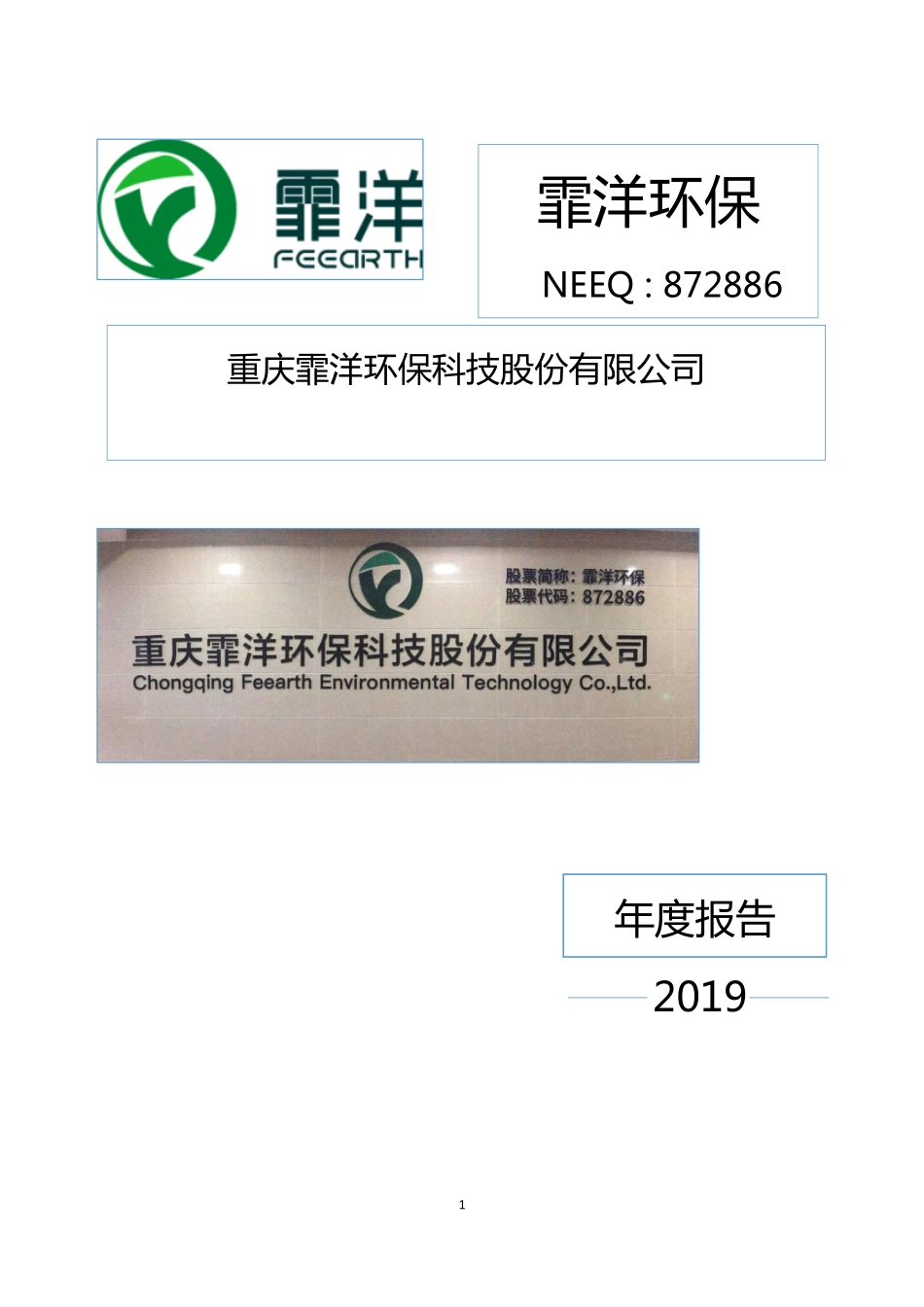 872886_2019_霏洋环保_2019年年度报告_2020-04-16.pdf_第1页