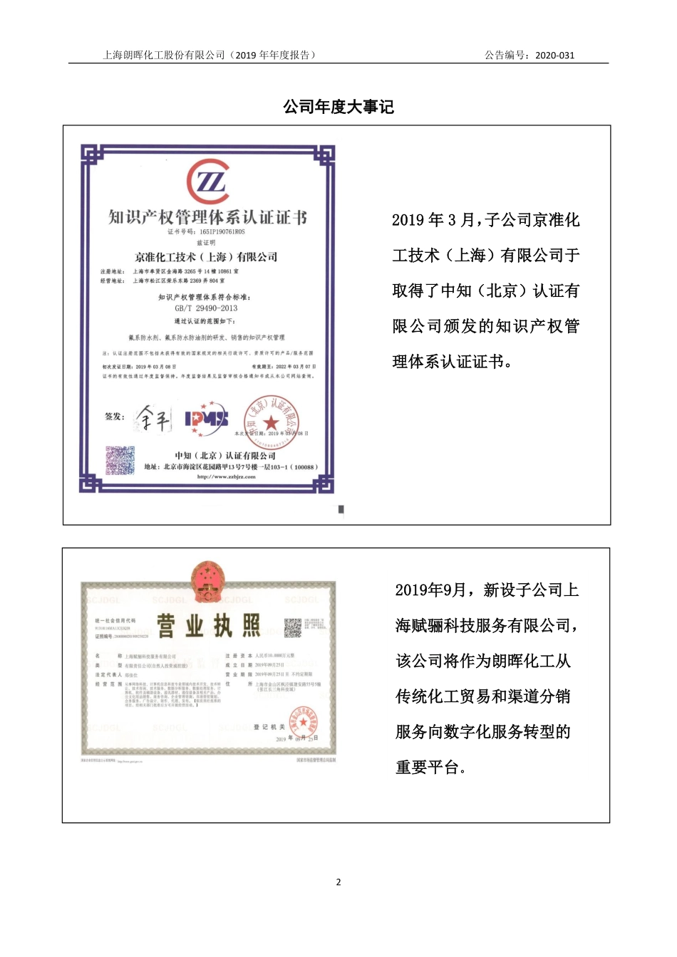 873116_2019_朗晖化工_2019年年度报告_2020-04-28.pdf_第2页