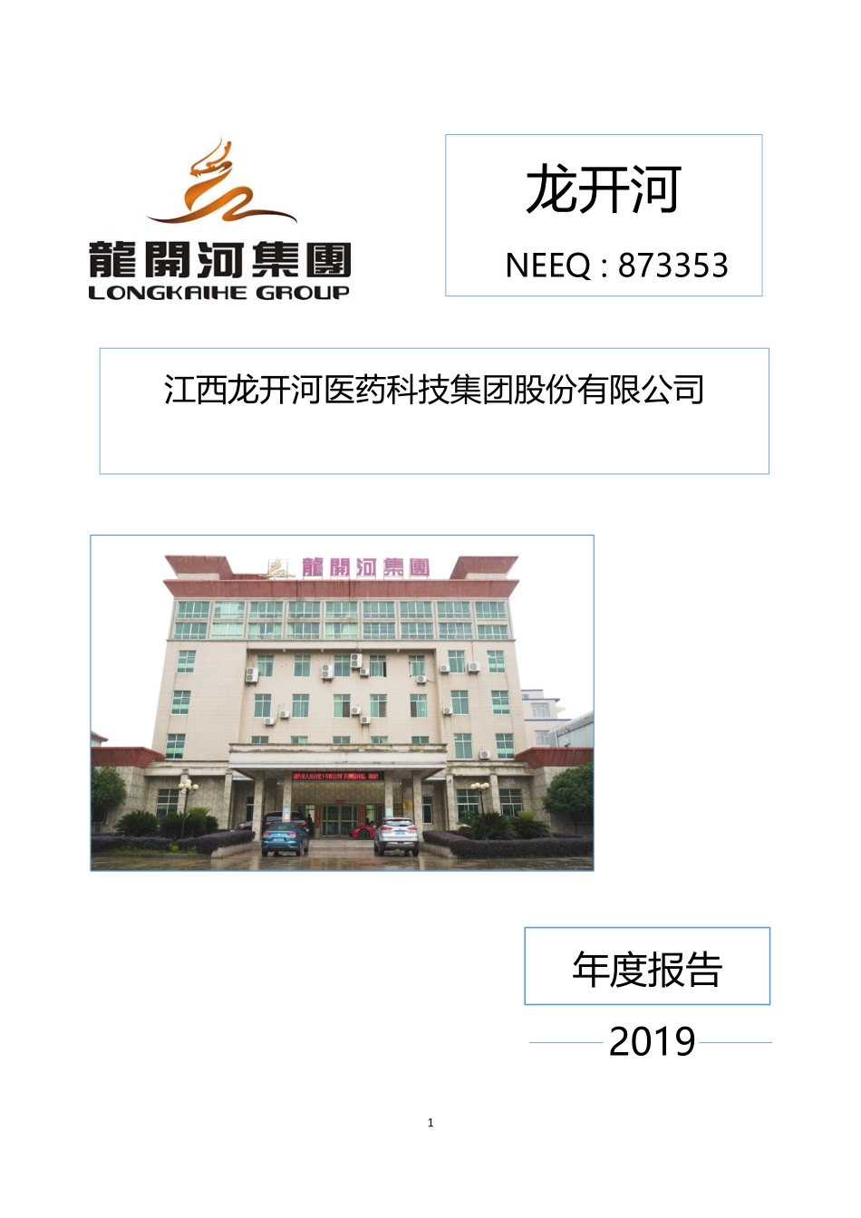 873353_2019_龙开河_2019年年度报告_2020-06-09.pdf_第1页