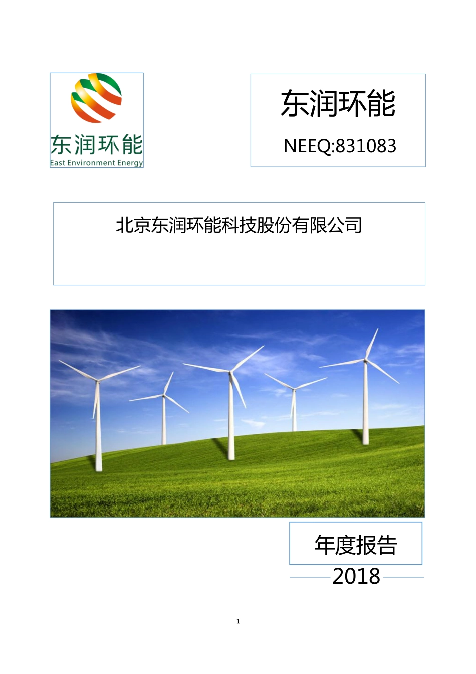 831083_2018_东润环能_2018年年度报告_2019-03-28.pdf_第1页