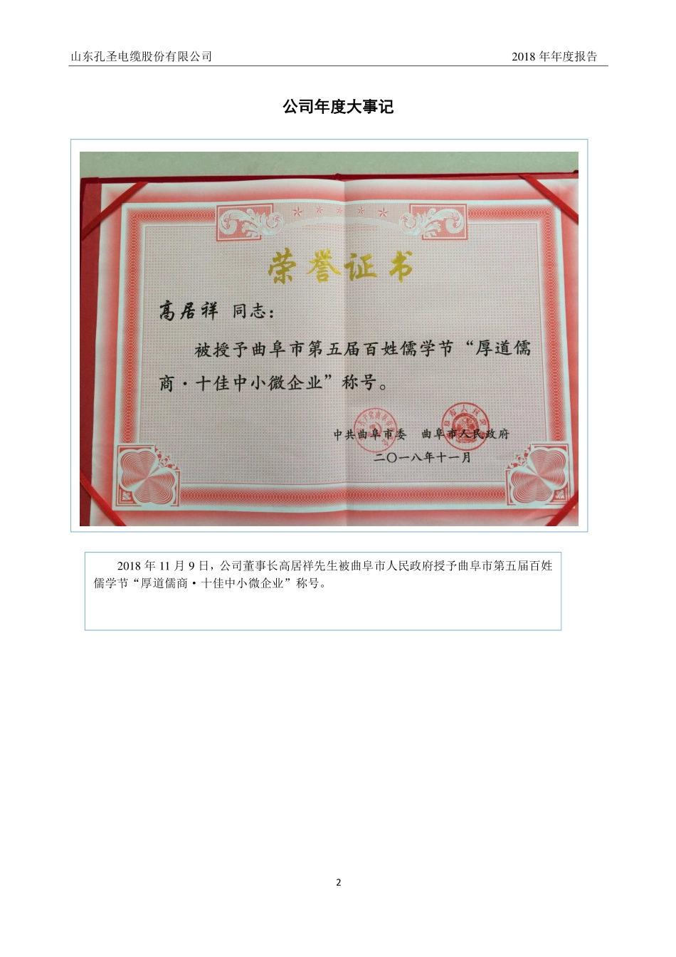 832901_2018_山东孔圣_2018年公司年度报告_2019-04-11.pdf_第2页