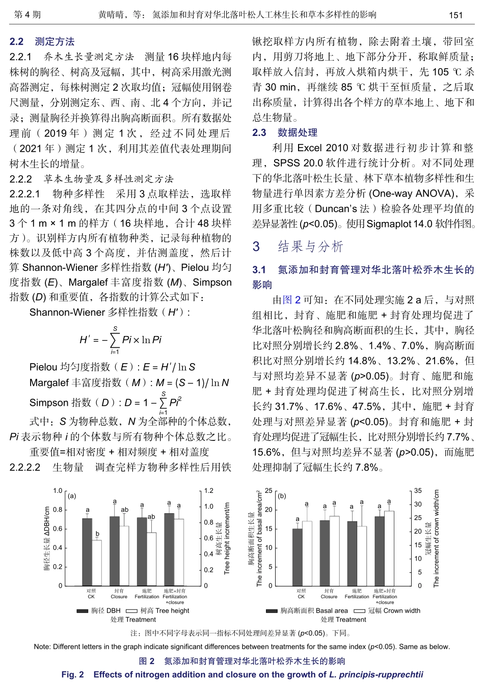 氮添加和封育对华北落叶松人工林生长和草本多样性的影响.pdf_第3页