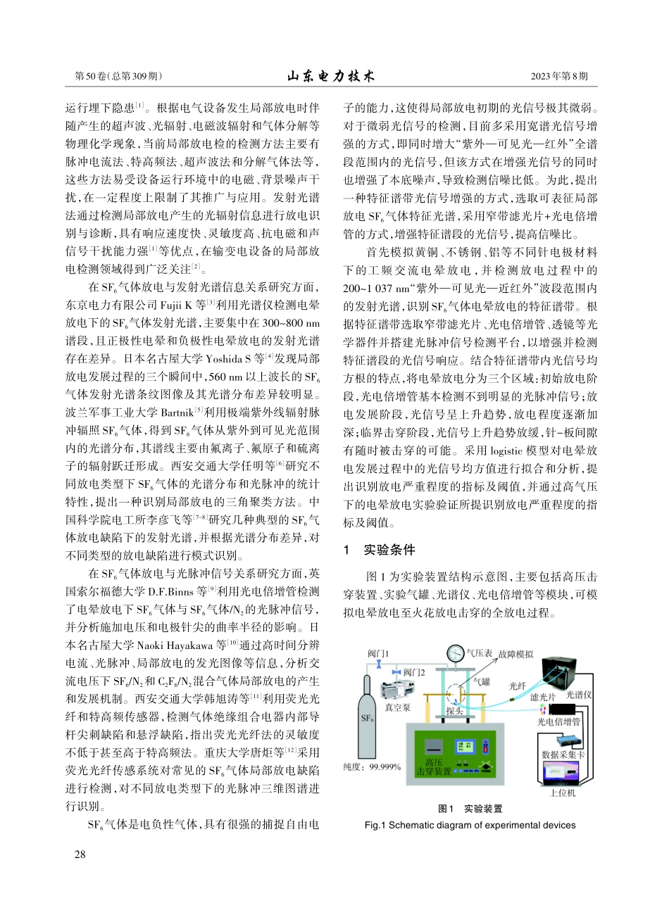 电晕放电下的SF_%286%29气体特征发射光谱与放电程度识别.pdf_第2页