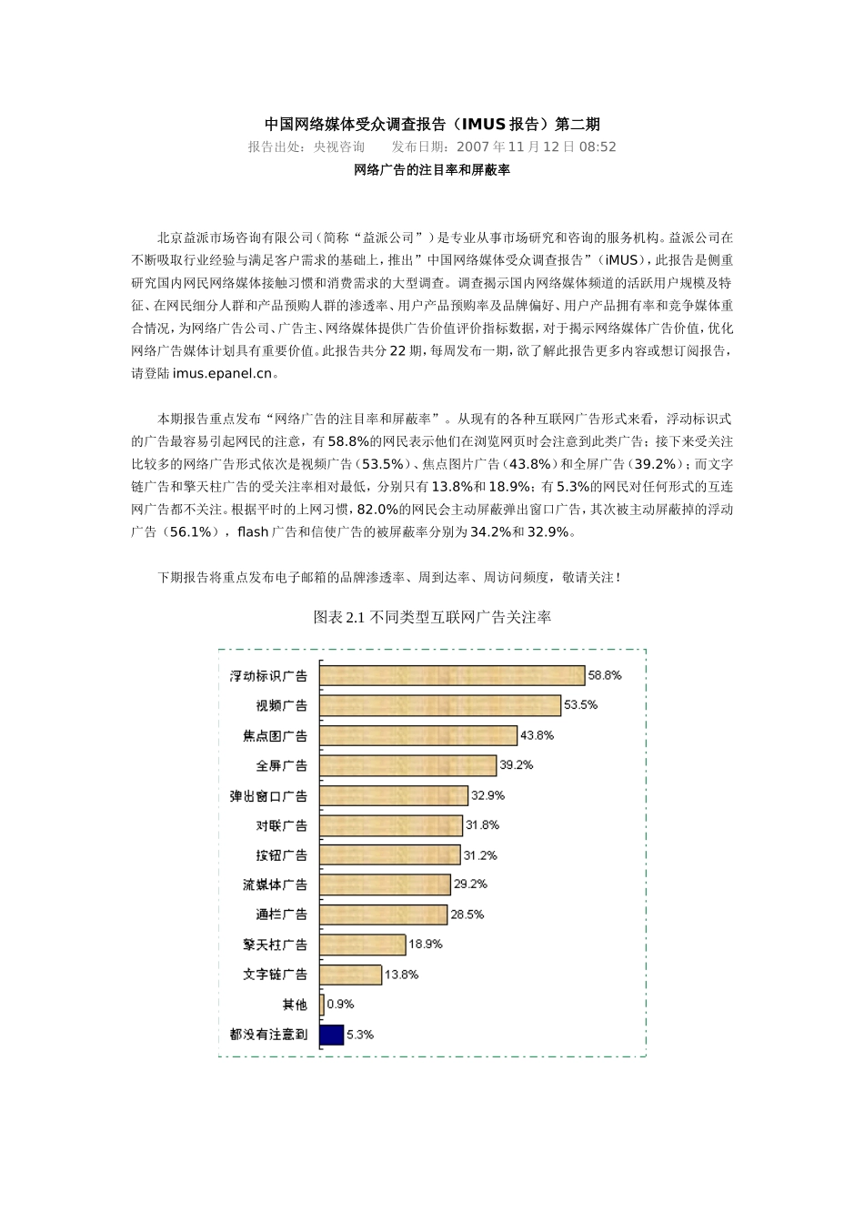 中国网络媒体受众调查报告（IMUS报告）第二期.doc_第1页