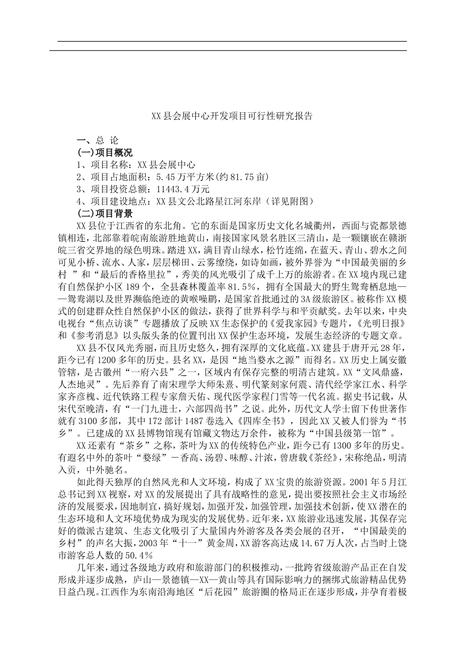 某县会展中心开发项目可行性研究报告.doc_第1页