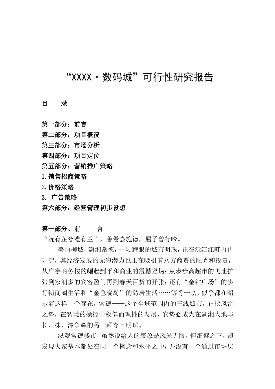 “XX数码城”可行性研究报告.doc_第1页