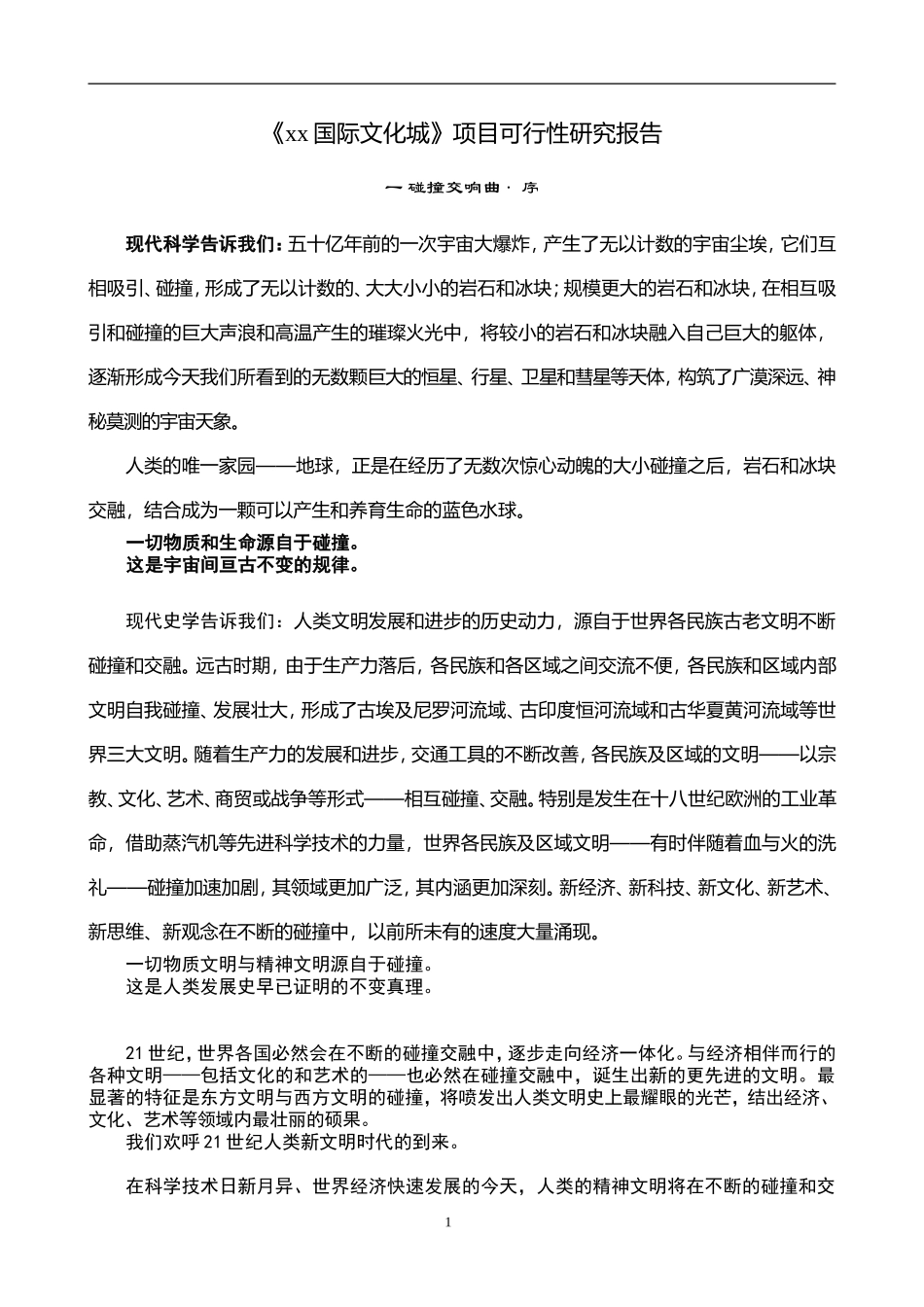 《xx国际文化城》项目可行性研究报告.doc_第1页