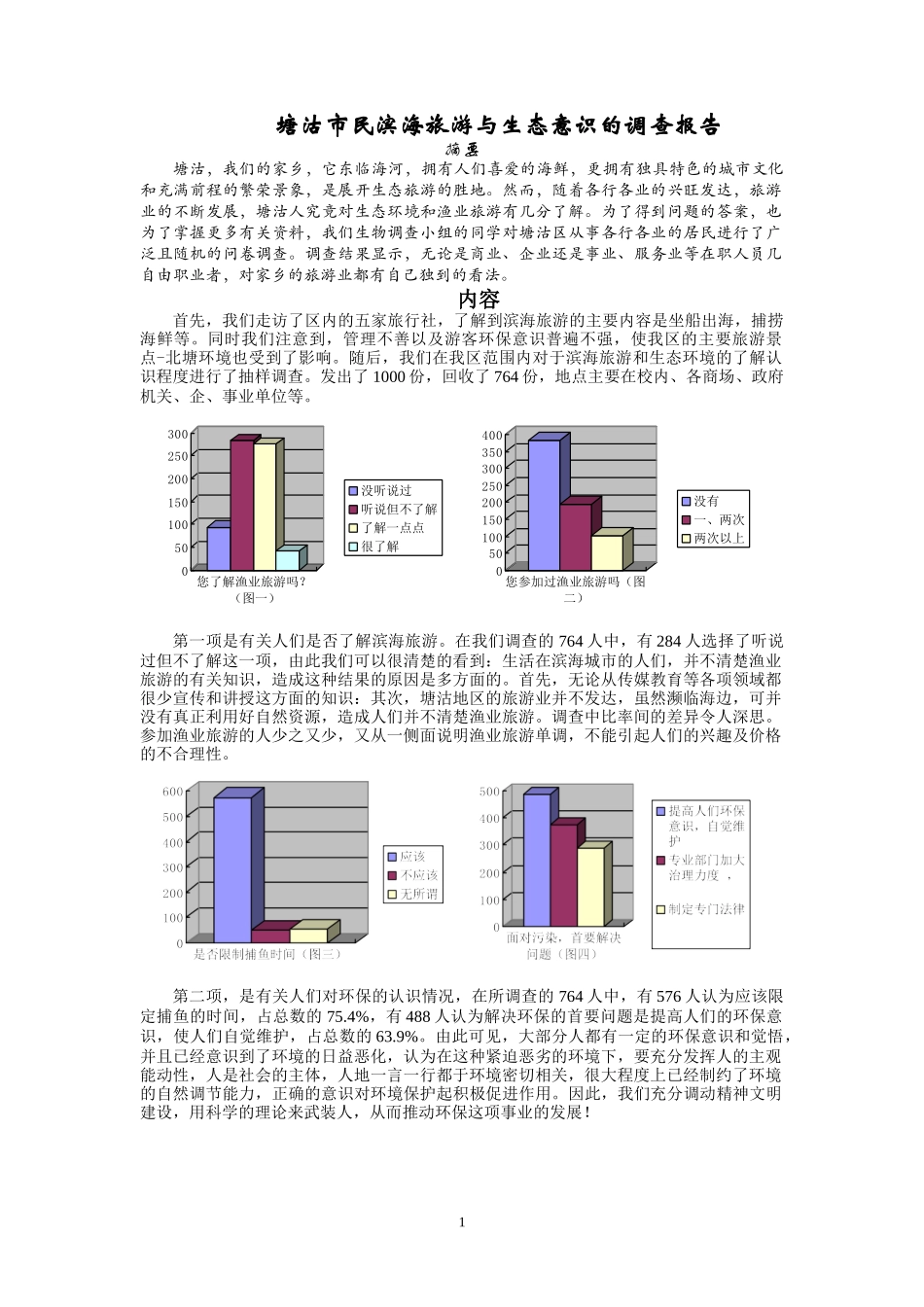 塘沽市民滨海旅游与生态意识的调查报告.doc_第1页