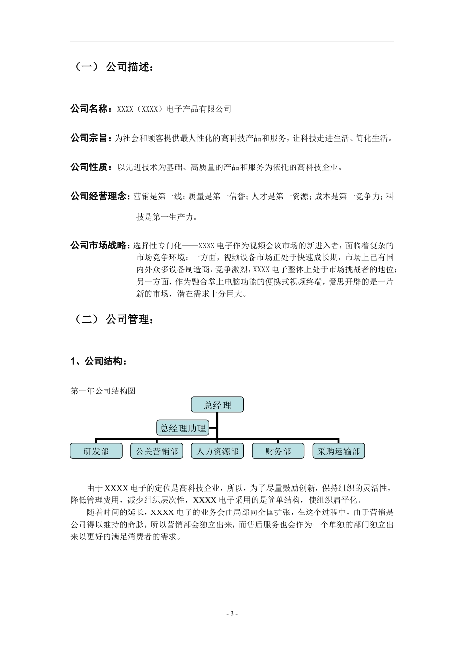 XX电子有限公司商业计划书.doc_第3页