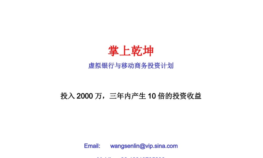 手机银行商业计划.ppt