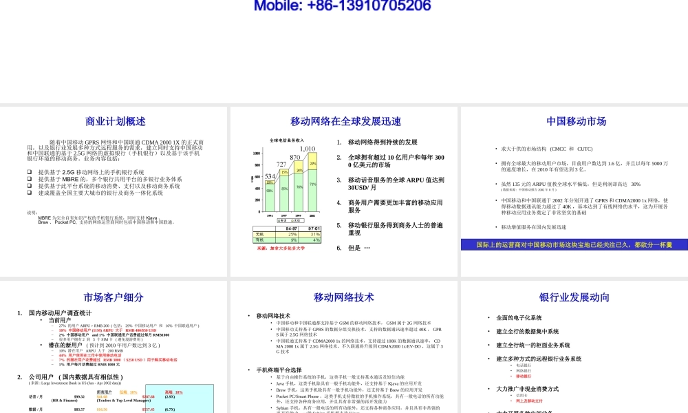 手机银行商业计划.ppt