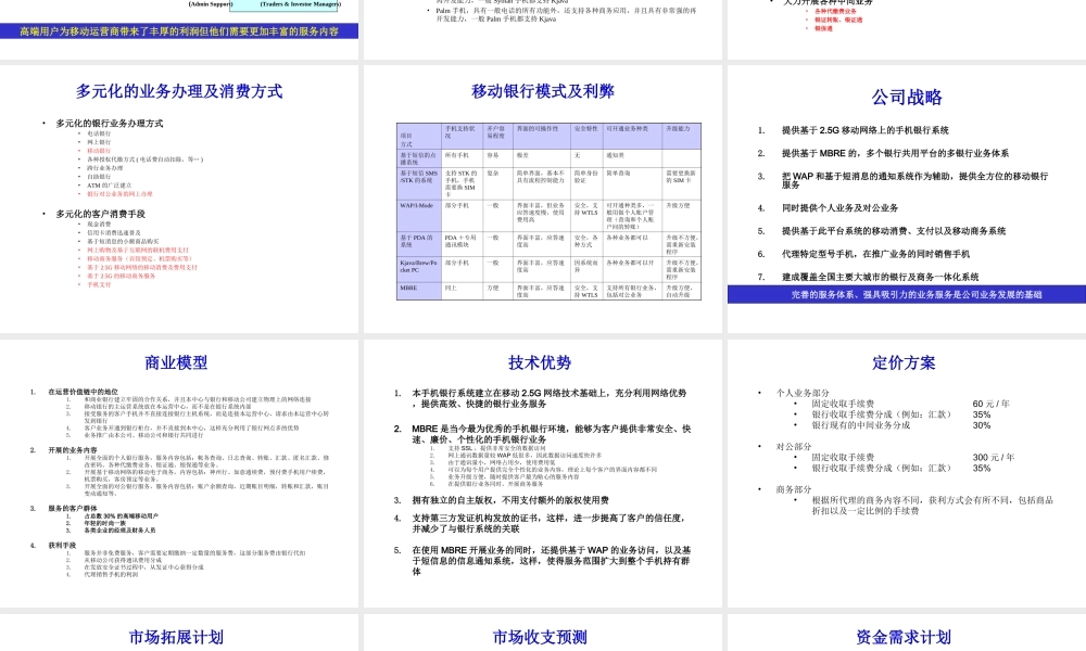 手机银行商业计划.ppt