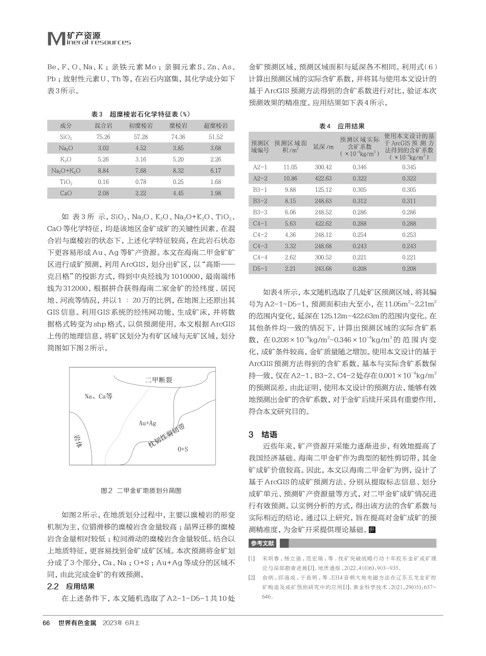 基于ArcGIS 的海南二甲金矿成矿预测方法.pdf_第3页