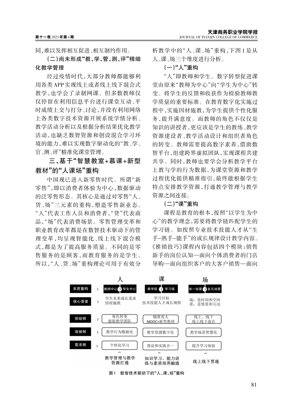 基于“智慧教室 慕课 新型教材”的高职“人课场”重构和教学创新——以《推销技巧》为例.pdf_第3页