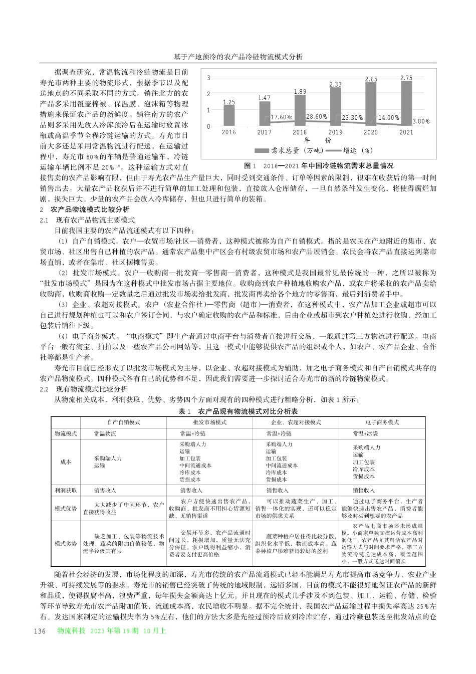 基于产地预冷的农产品冷链物流模式分析——以寿光市为例.pdf_第2页