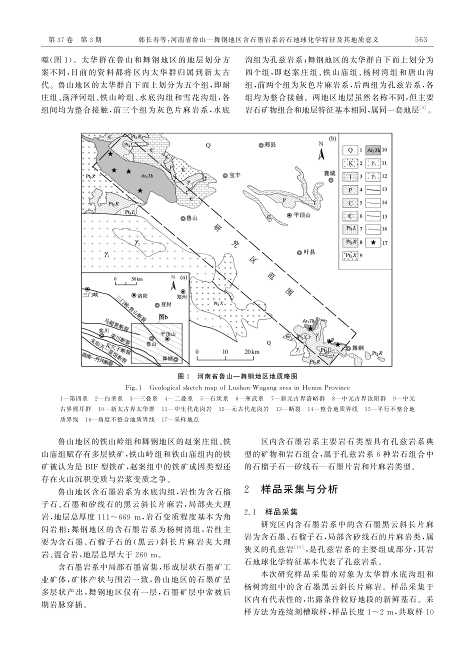 河南省鲁山—舞钢地区含石墨岩系岩石地球化学特征及其地质意义.pdf_第2页