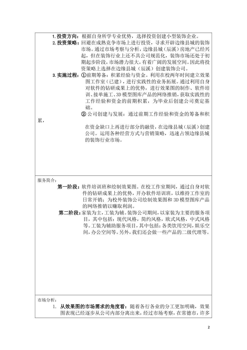 张泽文创业计划书--创建装饰公司的投资策划书1.doc_第2页