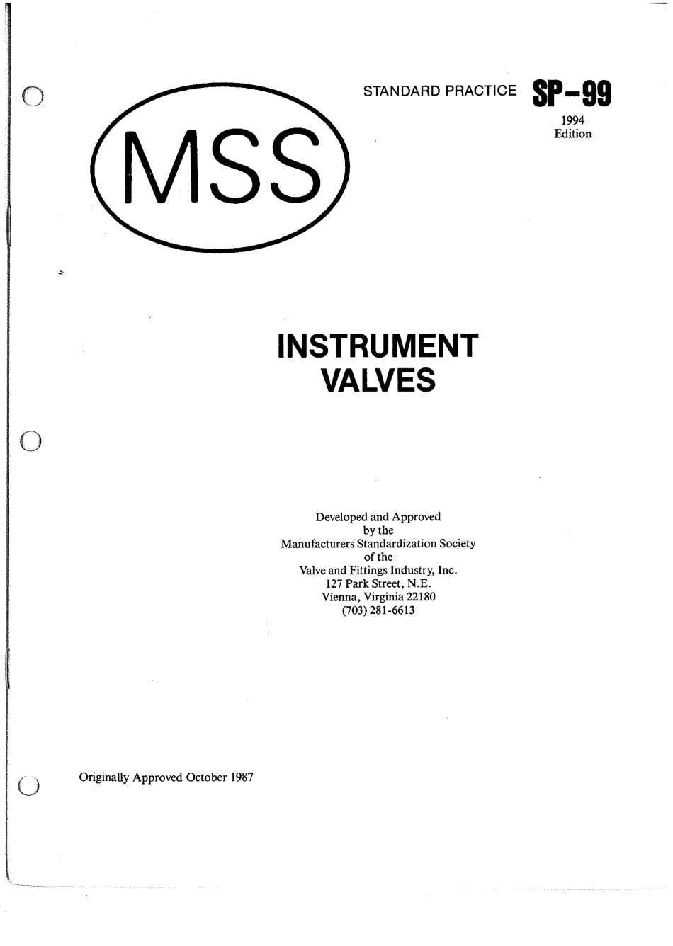 [www.staffempire.com]-MSS SP-99-1994 Instrument Valves.pdf_第1页