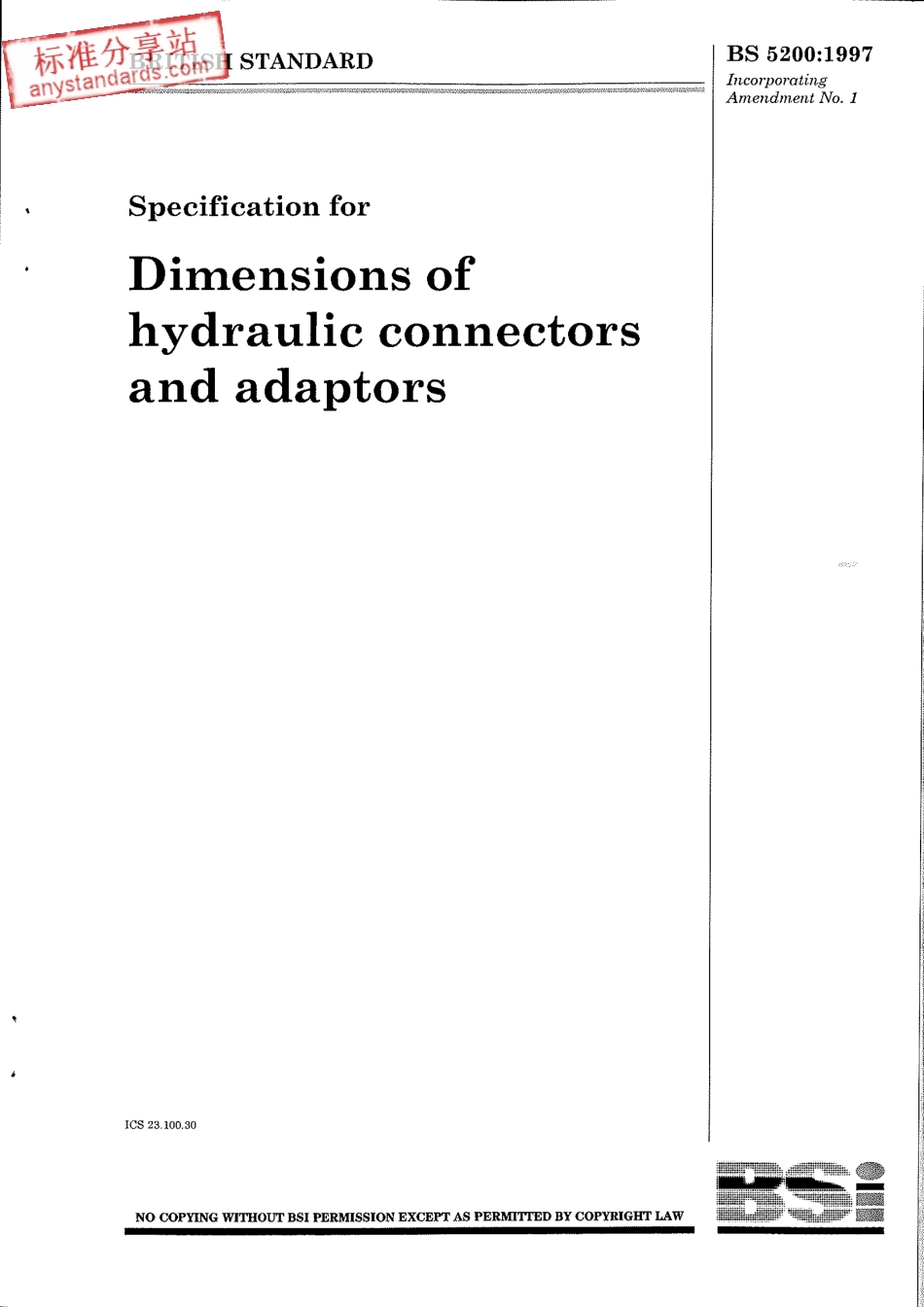 BS 5200-1997水管接头和转接器的尺寸规范.pdf_第1页