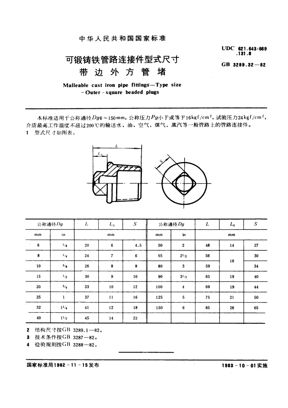 E9铁管路连接件型式尺寸+带边外方管堵.pdf_第1页