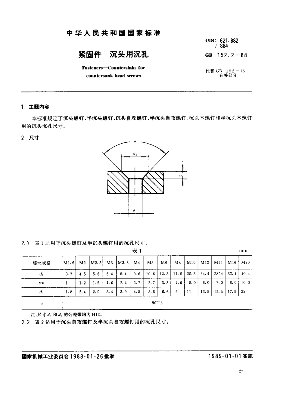 GB00152_02-1988　紧固件　沉头用沉孔.pdf_第1页