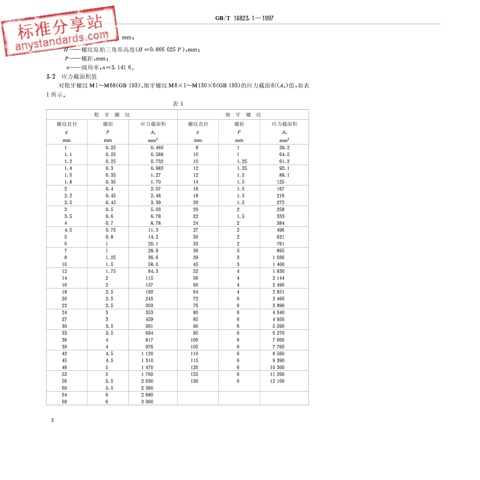 GBT 16823.1-1997 螺纹紧固件应力截面积和承载面积.pdf_第3页
