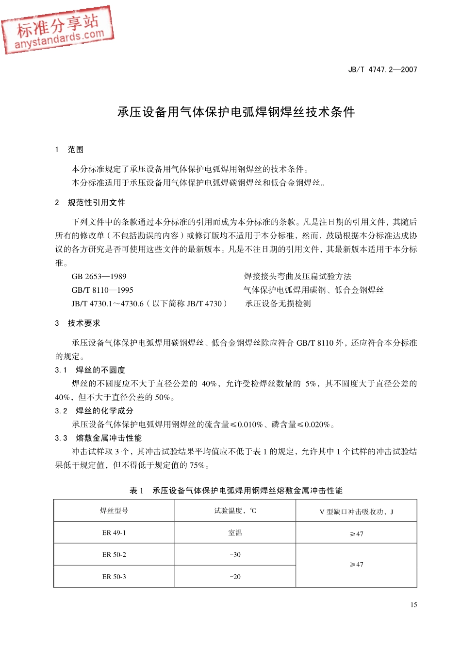 JBT 4747.2-2007 承压设备用气体保护电弧焊钢焊丝技术条件.pdf_第3页