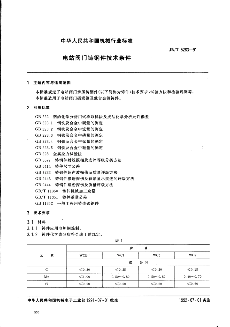 [www.staffempire.com]-JBT 5263-1991 电站阀门铸钢件 技术条件.pdf_第1页