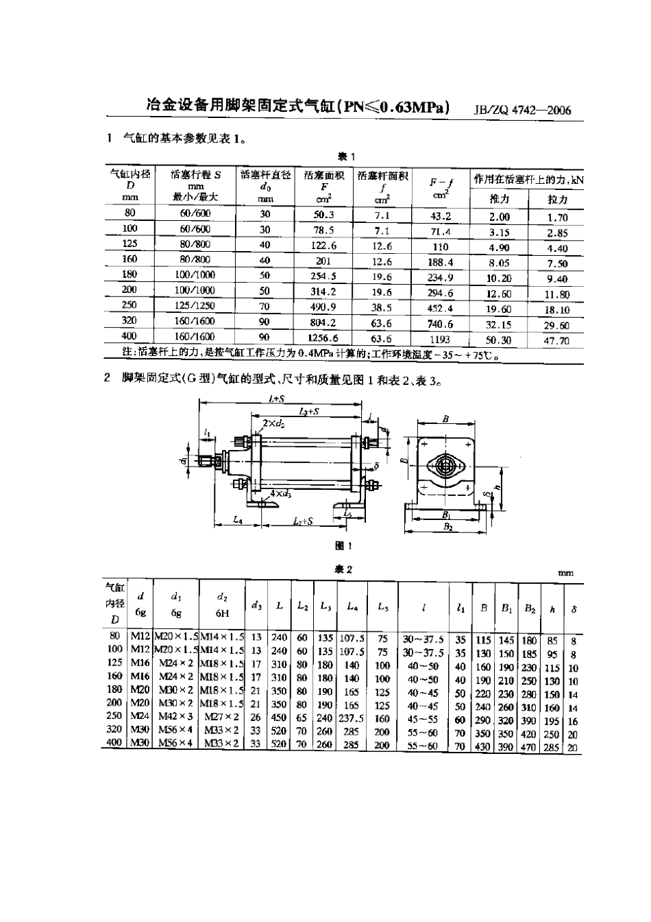 [www.staffempire.com]-JBZQ 4742-2006 冶金设备用脚架固定式气缸(PN≤0.63MPa).pdf_第1页