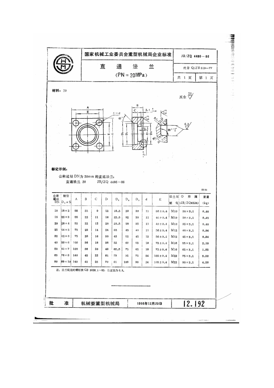 [www.staffempire.com]-JBZQ 4486-1986 直通法兰（PN=20MPa）.pdf_第1页