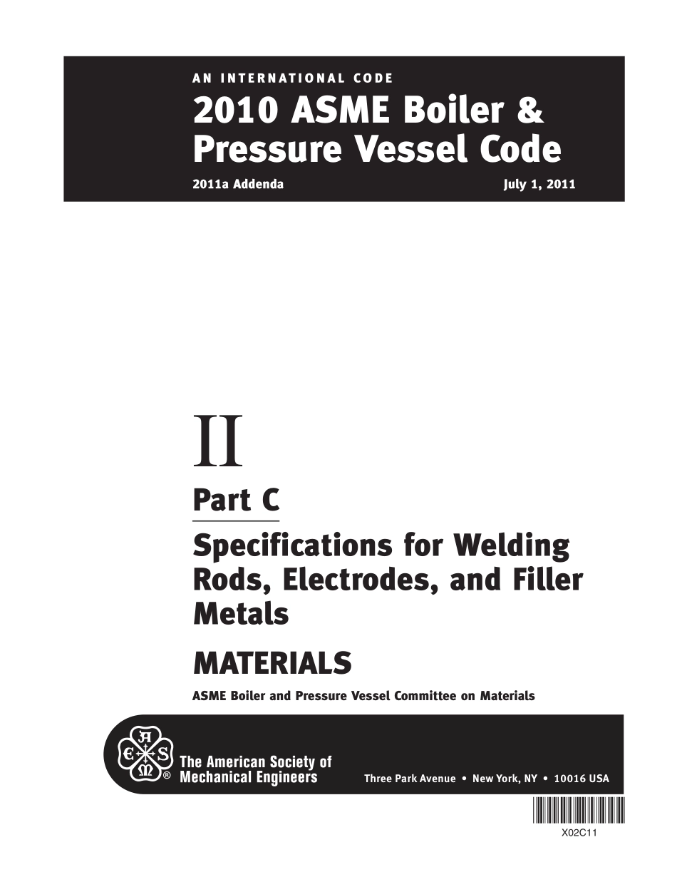 [www.staffempire.com]-2010 ASME Boiler&Pressure Vessel Code 2011a Addenda II Part C Specifications for Welding Rods, Electrodes, and Filler Metals.pdf_第1页