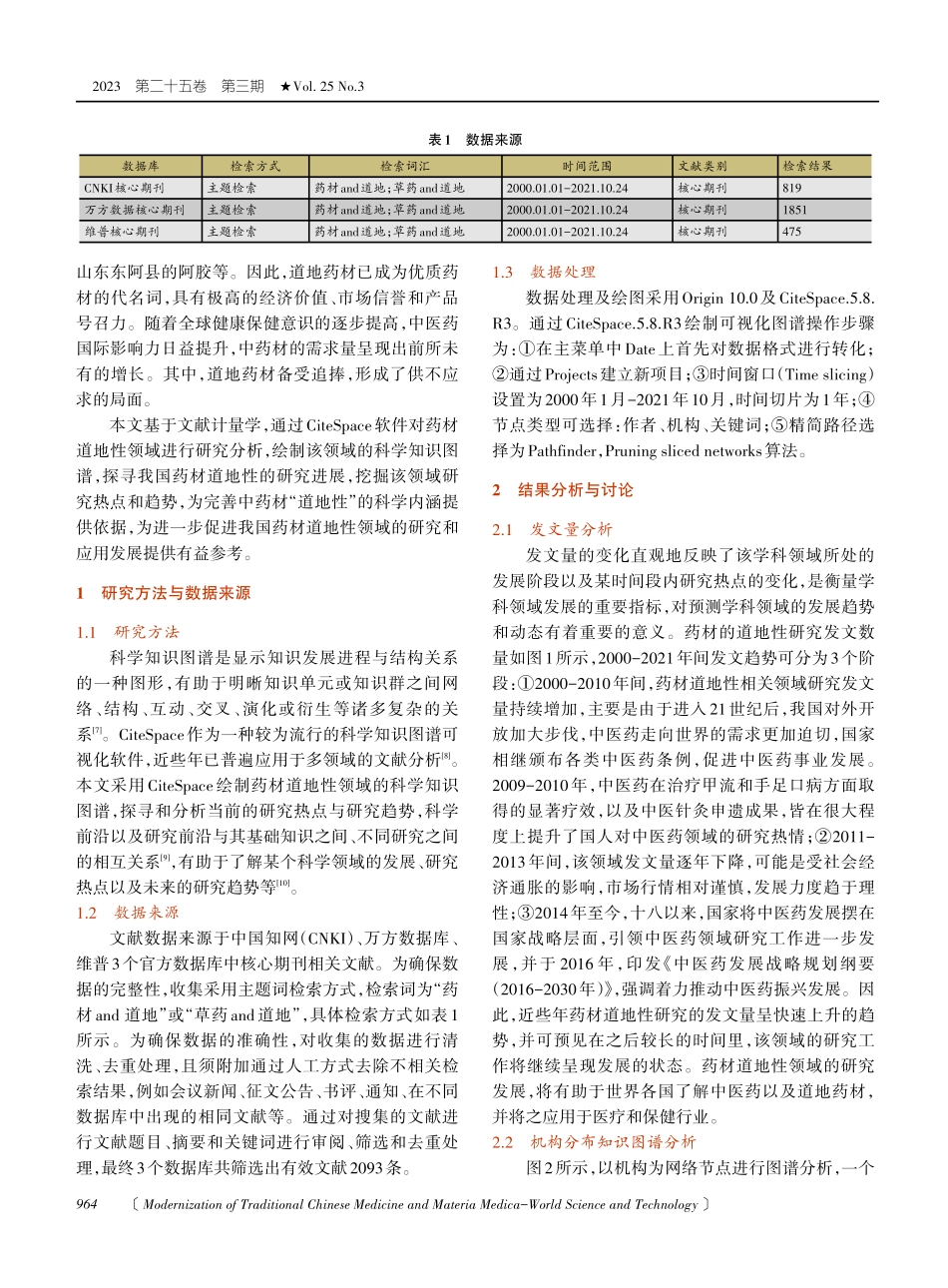 基于文献计量软件对我国药材道地性研究进展的可视化分析.pdf_第2页