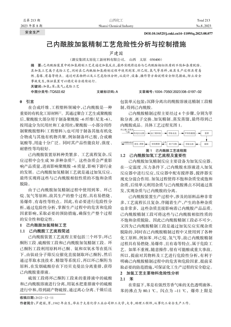 己内酰胺加氢精制工艺危险性分析与控制措施.pdf_第1页