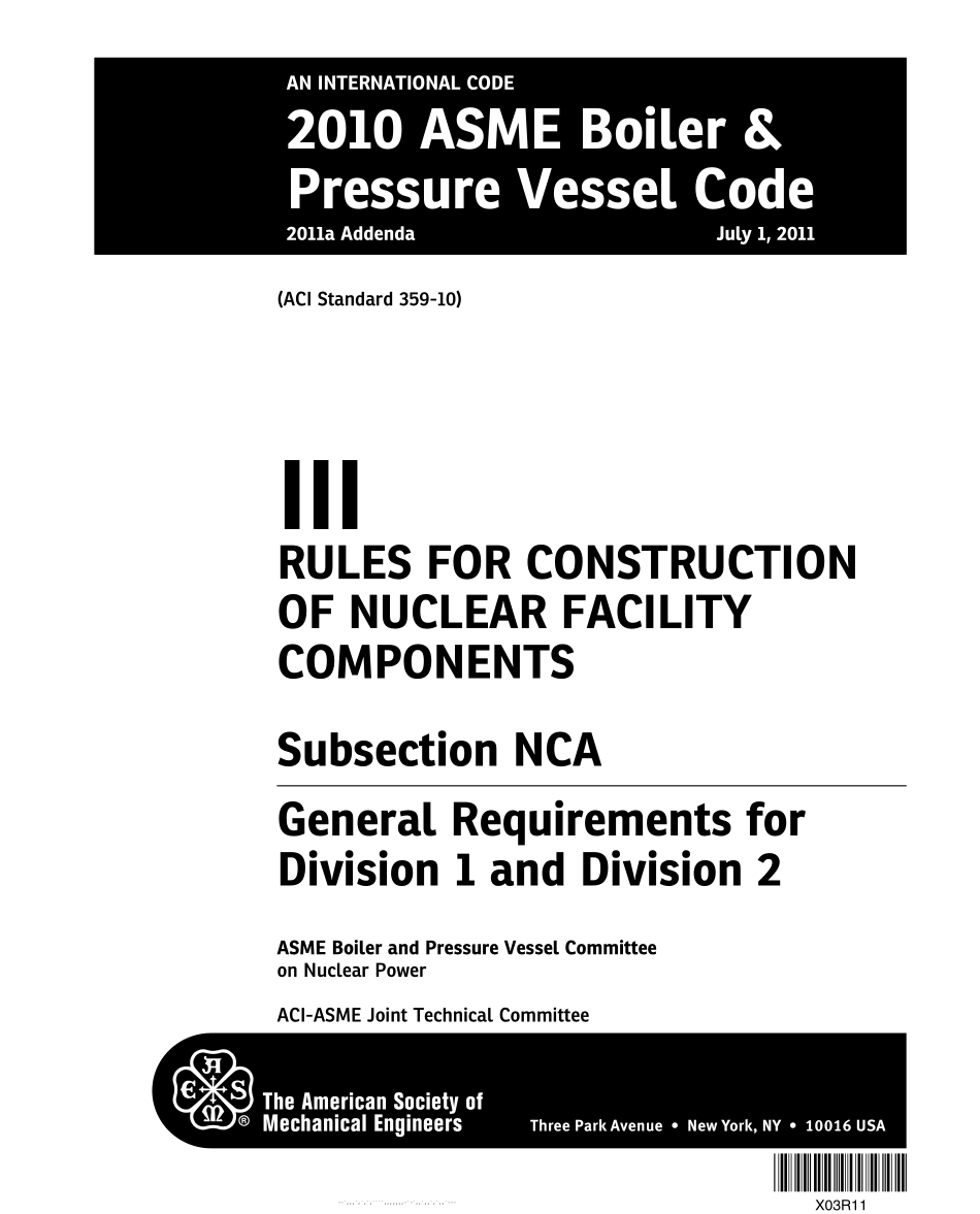 [www.staffempire.com]-2010 ASME Boiler&Pressure Vessel Code 2011a Addenda III rules for construction of nuclear facility components Subsection NCA.pdf_第1页