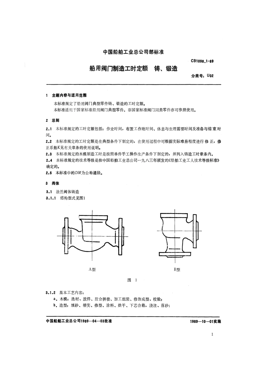 [www.staffempire.com]-CB 1098.1-1989 船用阀门制造工时定额 铸、锻造.pdf_第2页