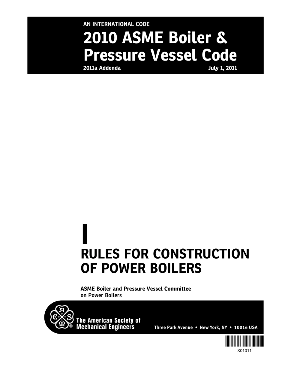 [www.staffempire.com]-2010 ASME Boiler&Pressure Vessel Code 2011a Addenda I rules for construction of power boilers.pdf_第1页