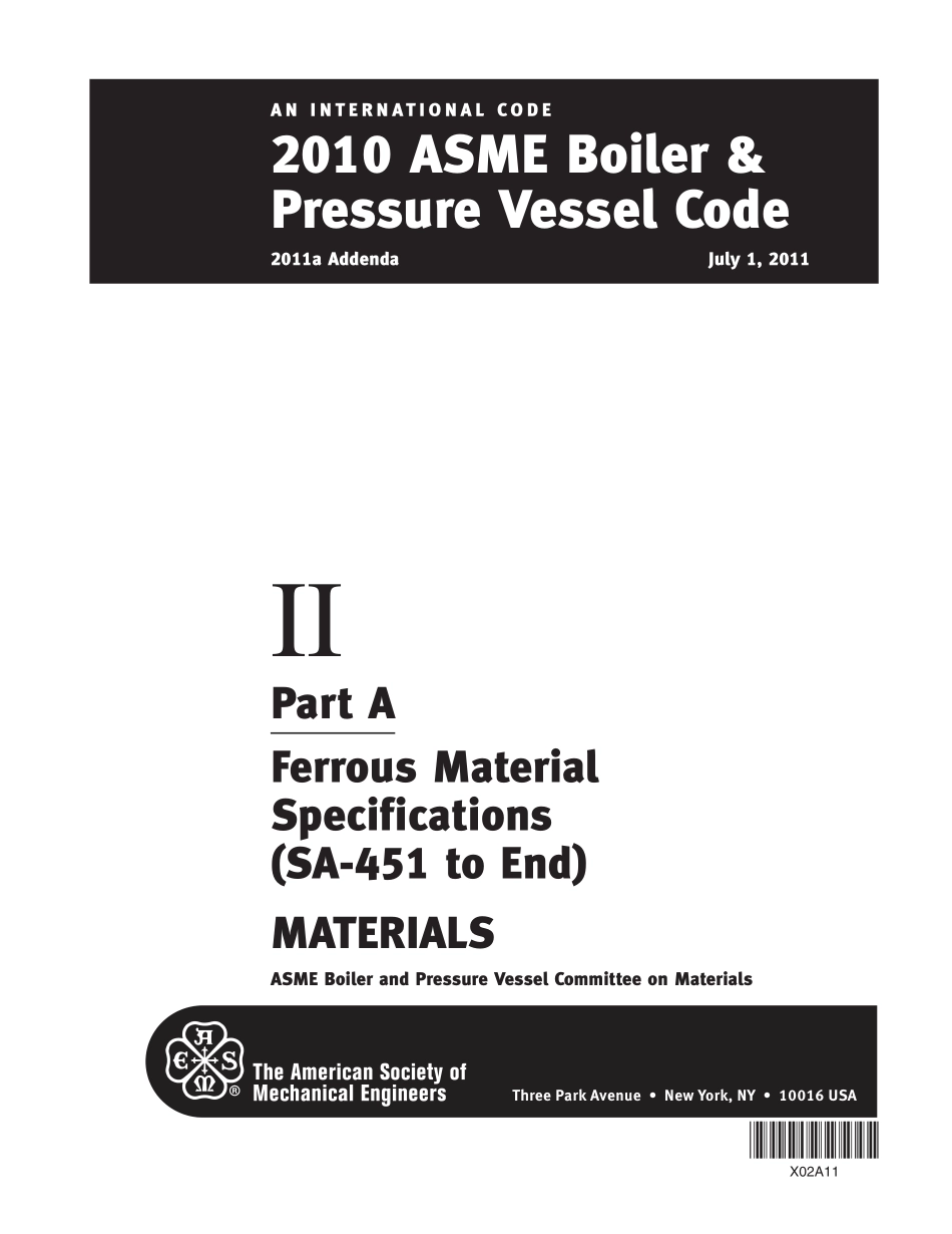 [www.staffempire.com]-2010 ASME Boiler&Pressure Vessel Code 2011a Addenda II Part A Ferrous Material Specifications(SA-451 to End).pdf_第1页