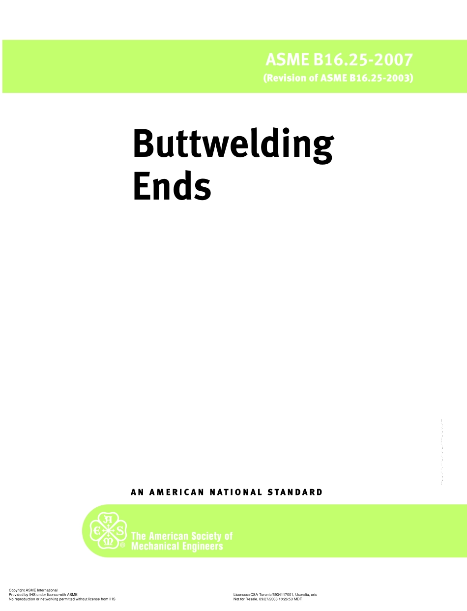 [www.staffempire.com]-ASME B16.25 - 2007 对焊端 Buttwelding Ends .pdf_第1页