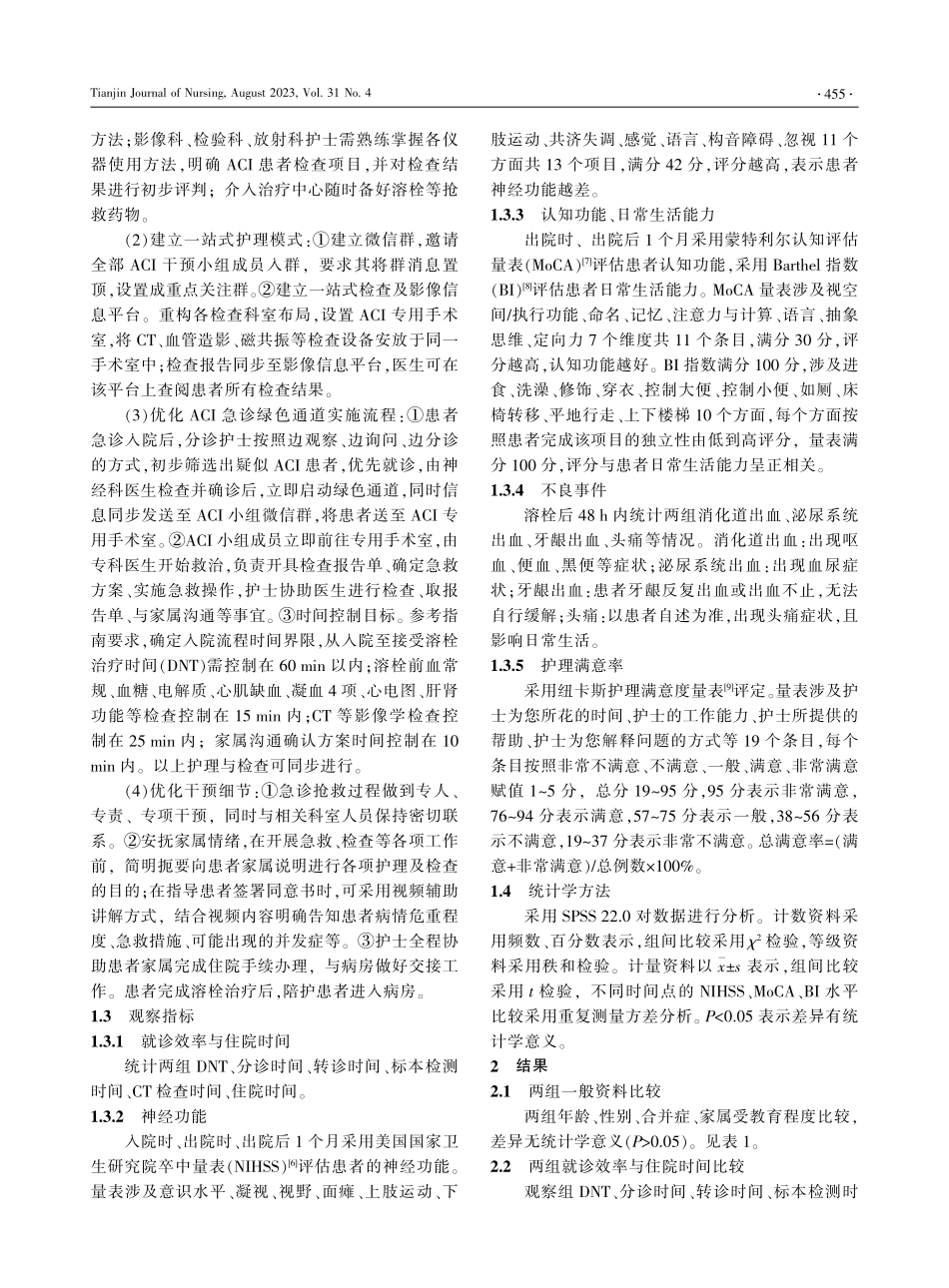 急诊绿色通道模式下一站式护理服务在急性脑梗死患者救护中的应用.pdf_第2页