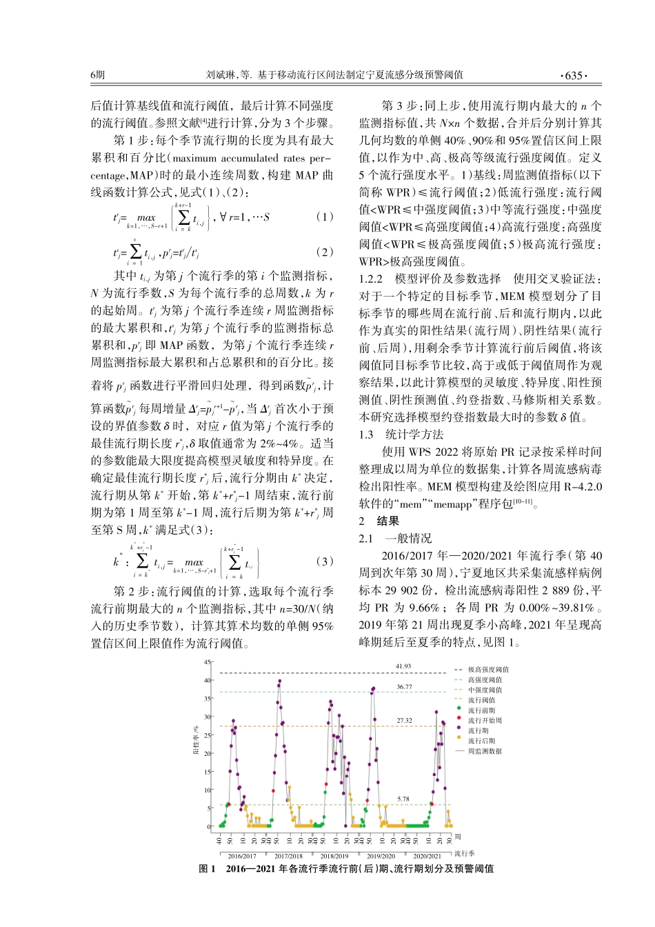 基于移动流行区间法制定宁夏流感分级预警阈值.pdf_第2页
