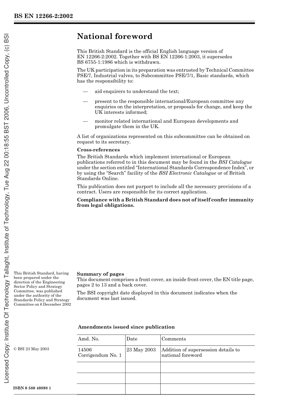 [www.staffempire.com]-BS EN 12266-2-2002 Industrial valves. Testing of valves. Tests, test procedures and acceptance criteria. Supplementary requirements.pdf_第2页