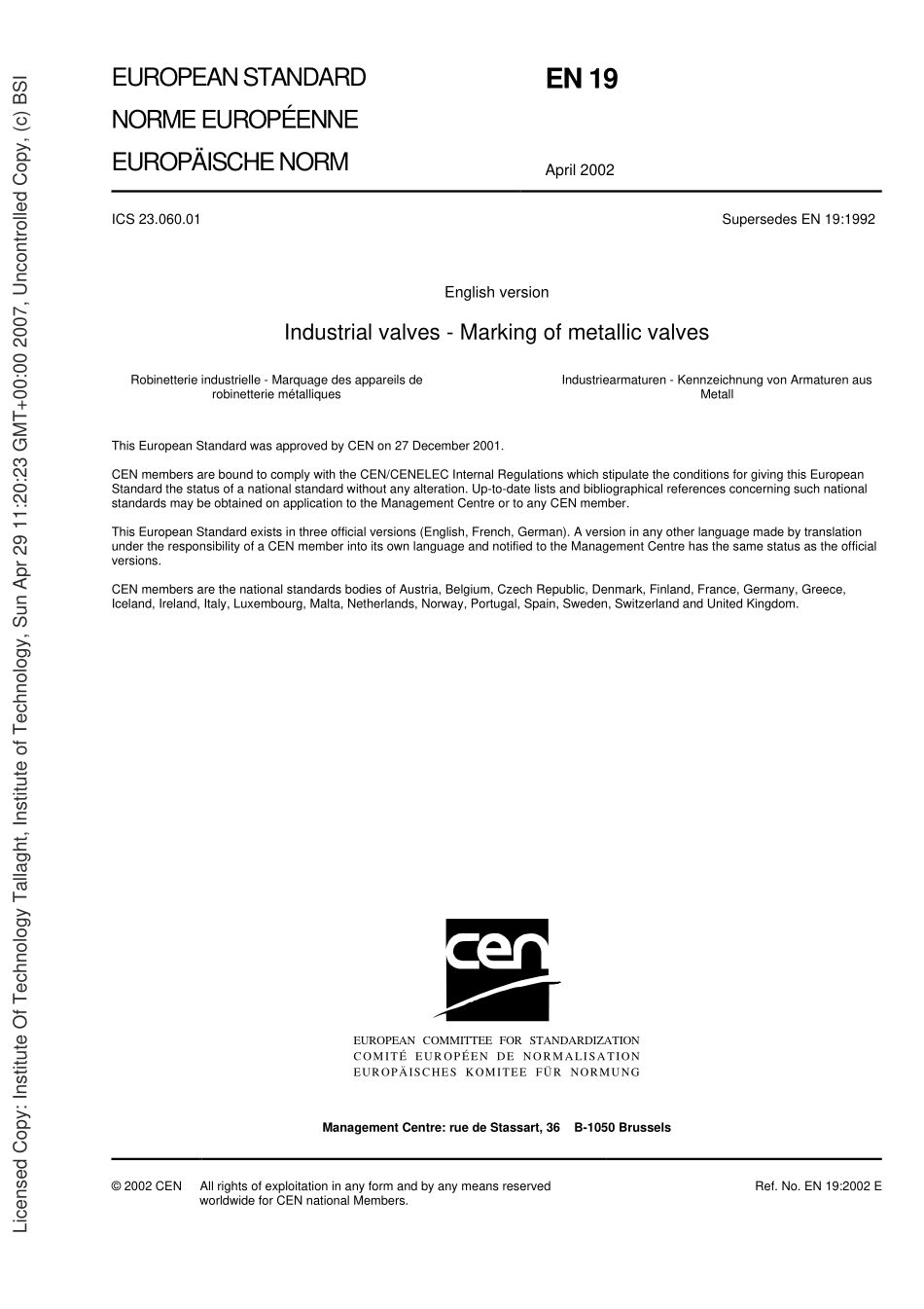 [www.staffempire.com]-BS EN 19-2002 通用工业阀门标记 Industrial valves. Marking of metallic valves .pdf_第3页